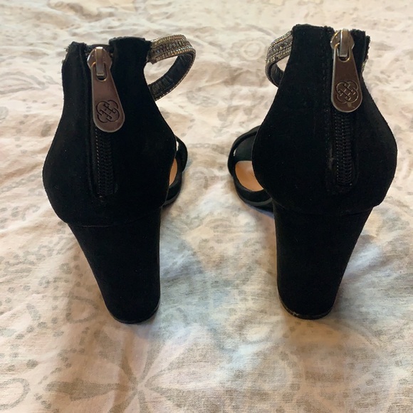 Daisy Fuentes Rainbow Black Rhinestone Block Heels Sz 9 - Picture 7 of 9